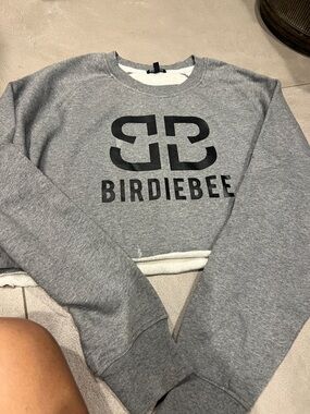 Birdiebee Icon Cropped Fleece Pullover Gray